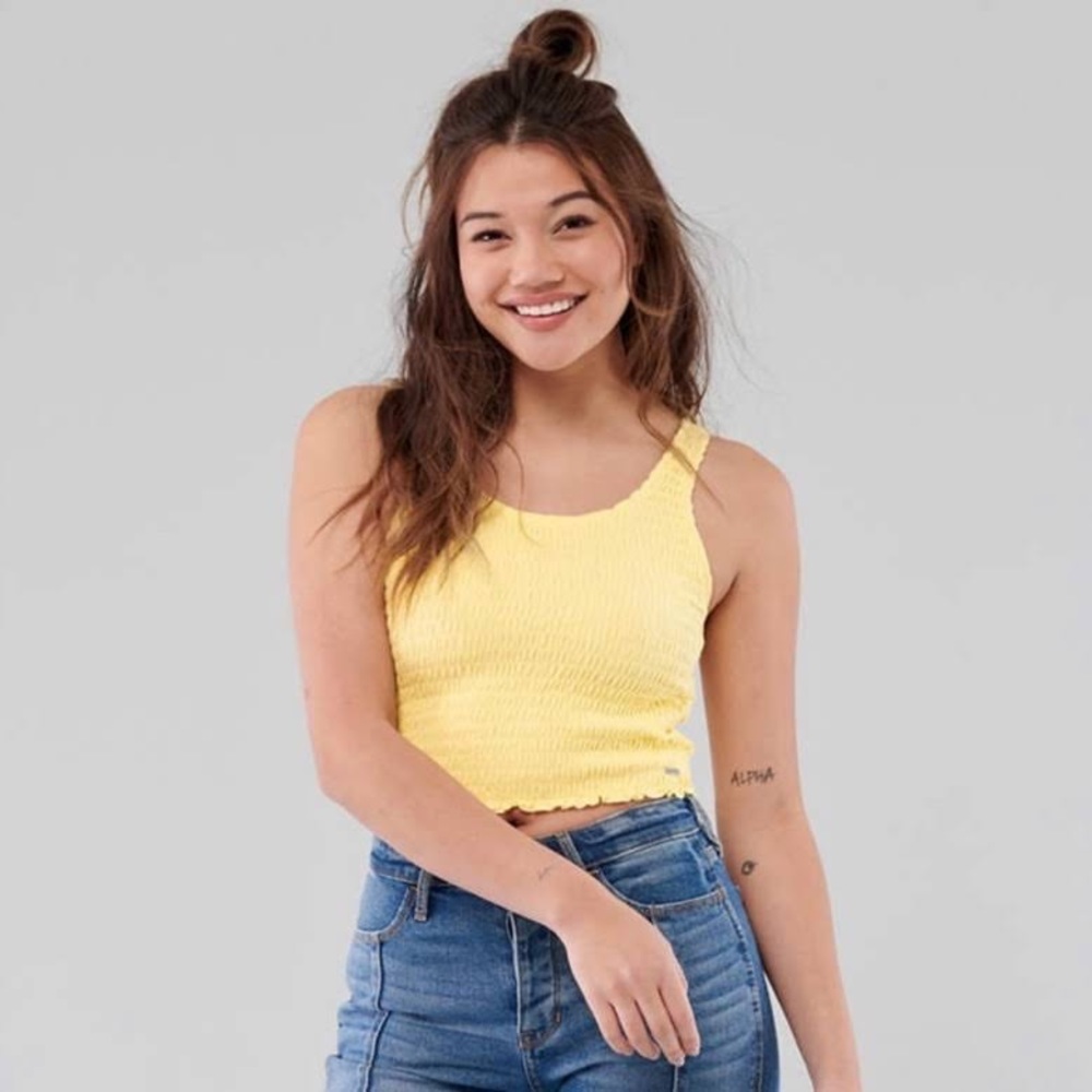 Hollister Yellow Smocked Tank Top
